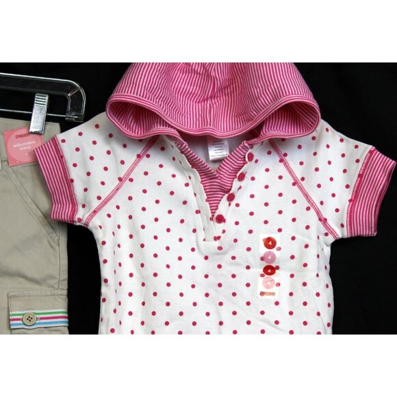 NEW 2008 Gymboree Tennis Match 2pc sz 4 Khaki Capris Hooded Shirt Dots Spring - Picture 6 of 11